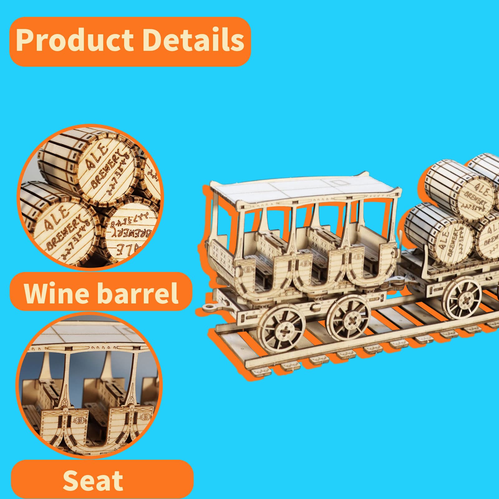 3D-Holzpuzzle Weinwagen