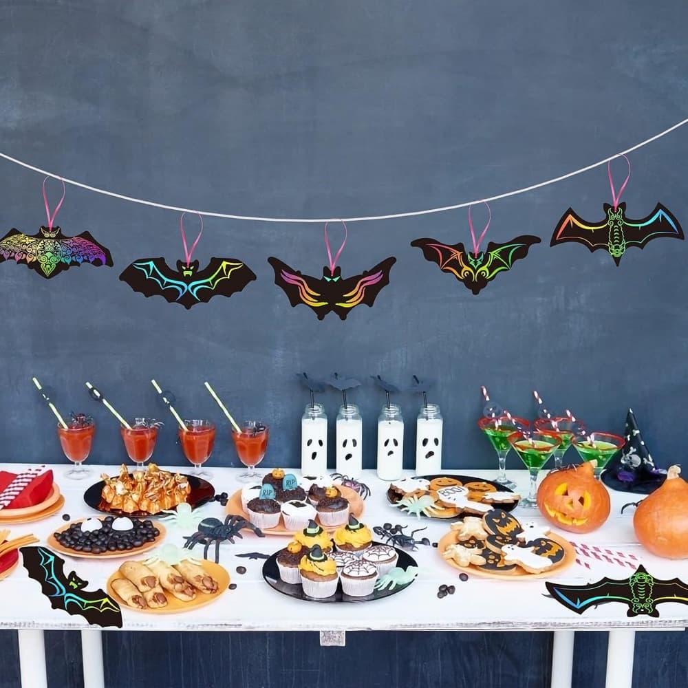 Halloween-Rubbelkarten mit Fledermäusen