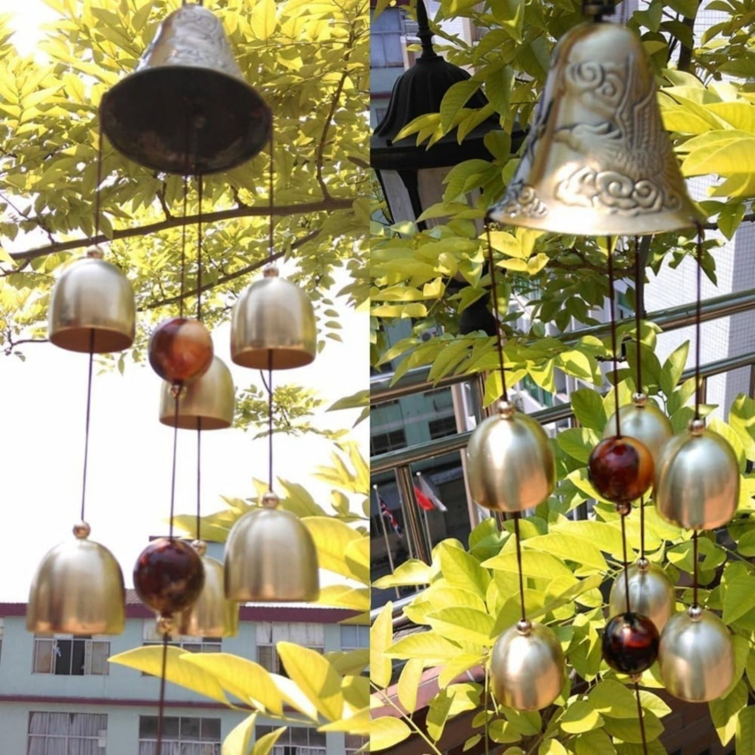 Windspiel aus Metall mit Glasperlen