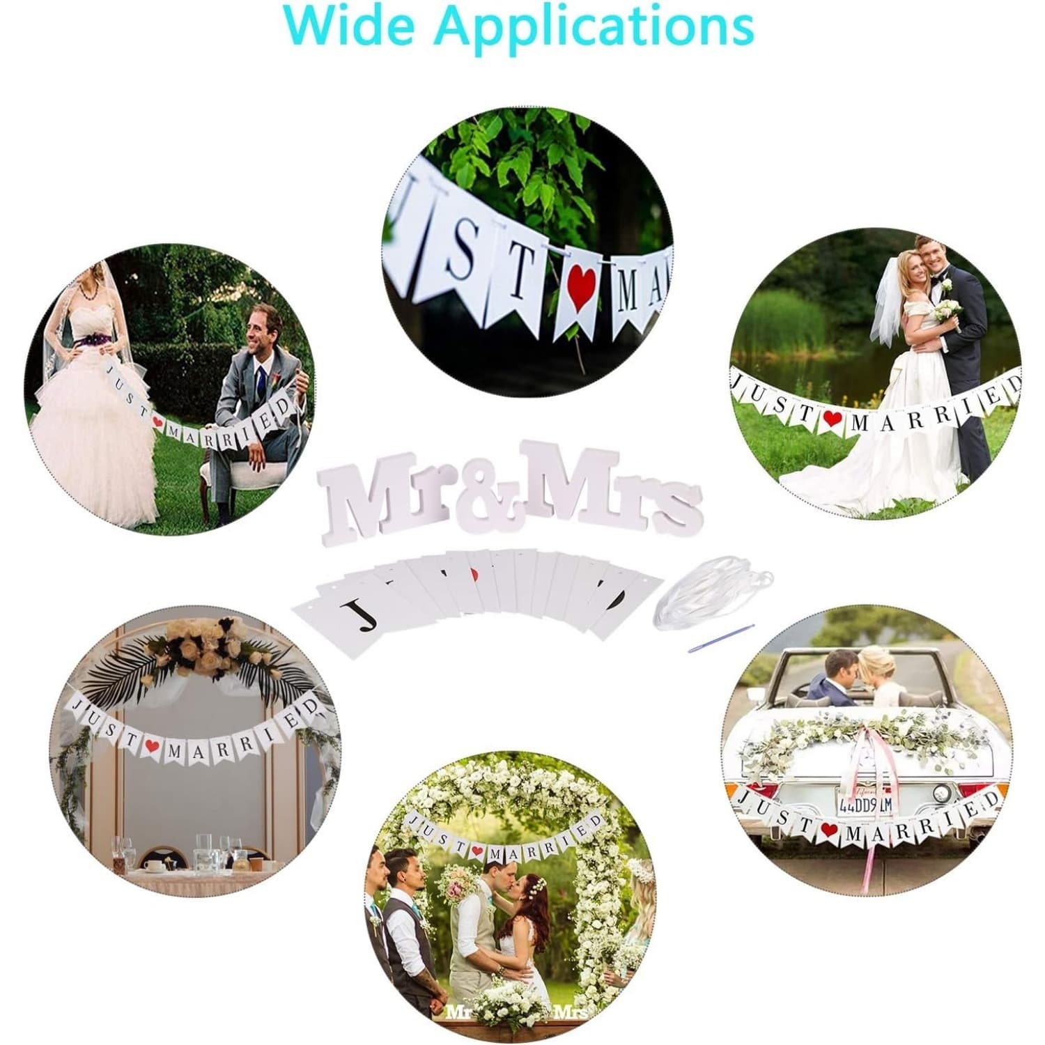 Tischdeko „Mr & Mrs“ mit Banner