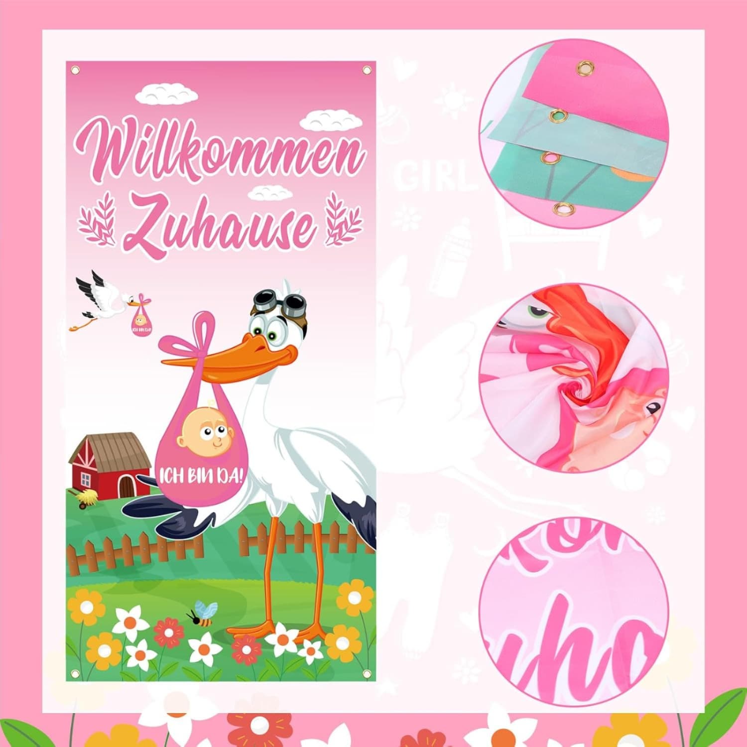 Türvorhang „Welcome Home“ in Rosa