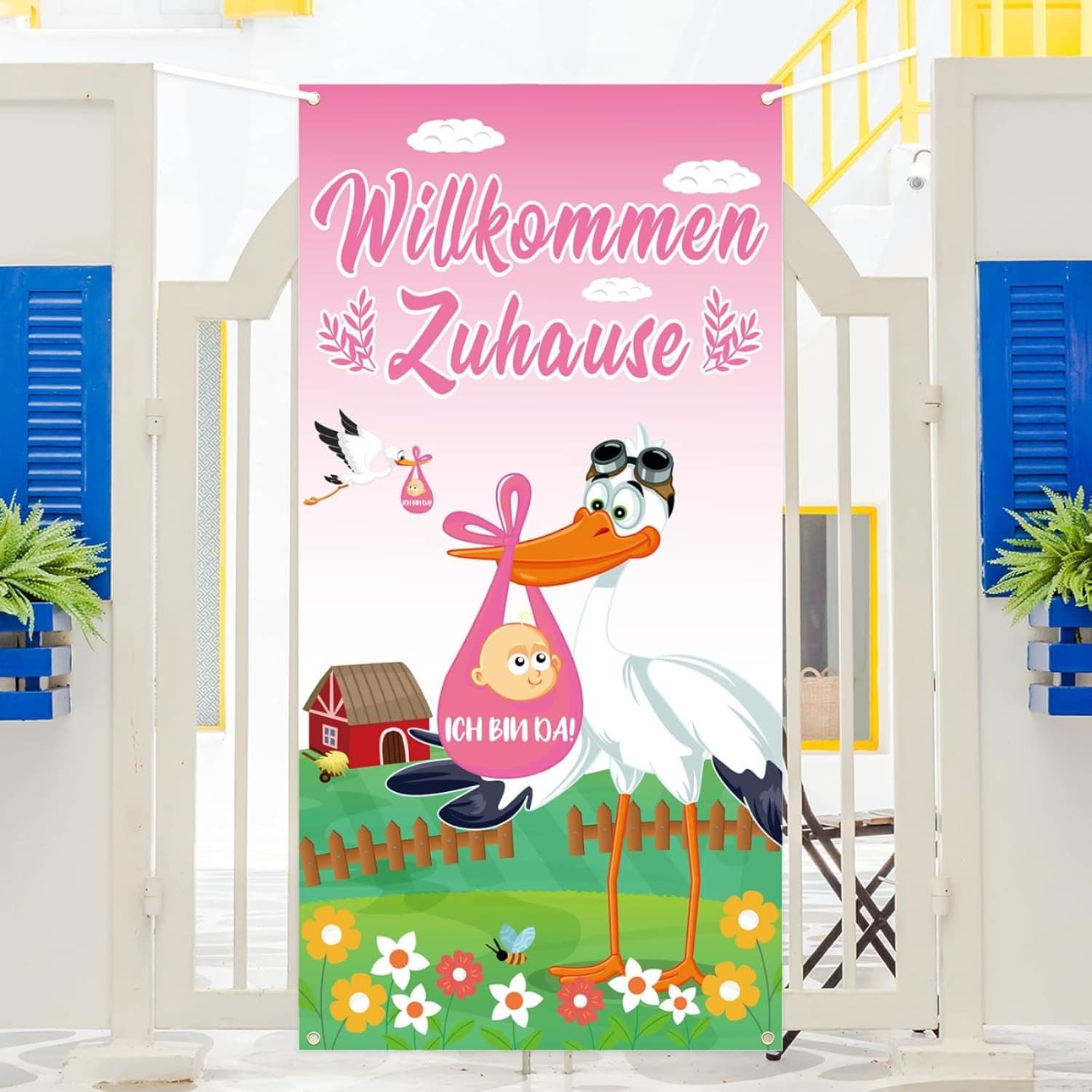 Türvorhang „Welcome Home“ in Rosa