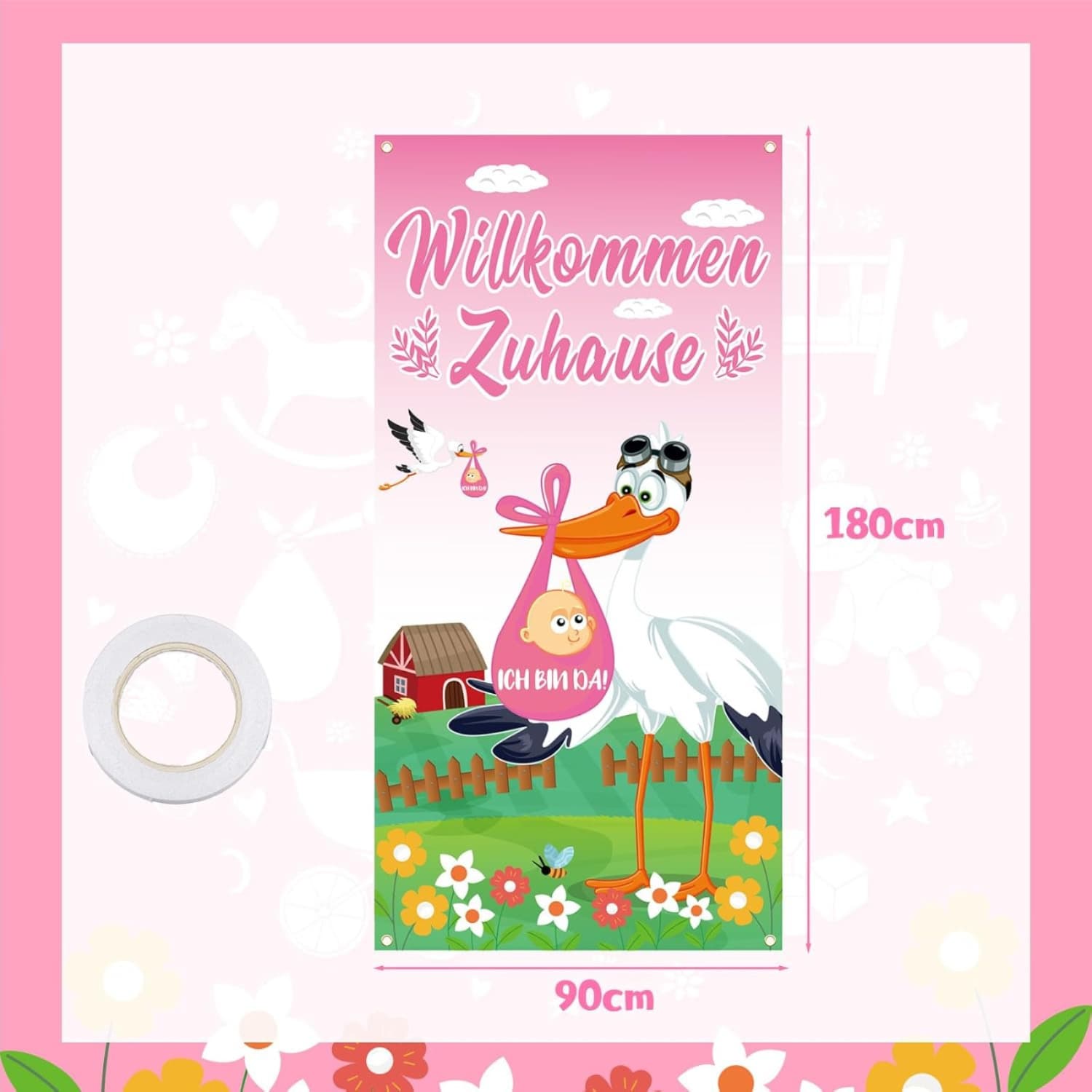 Türvorhang „Welcome Home“ in Rosa