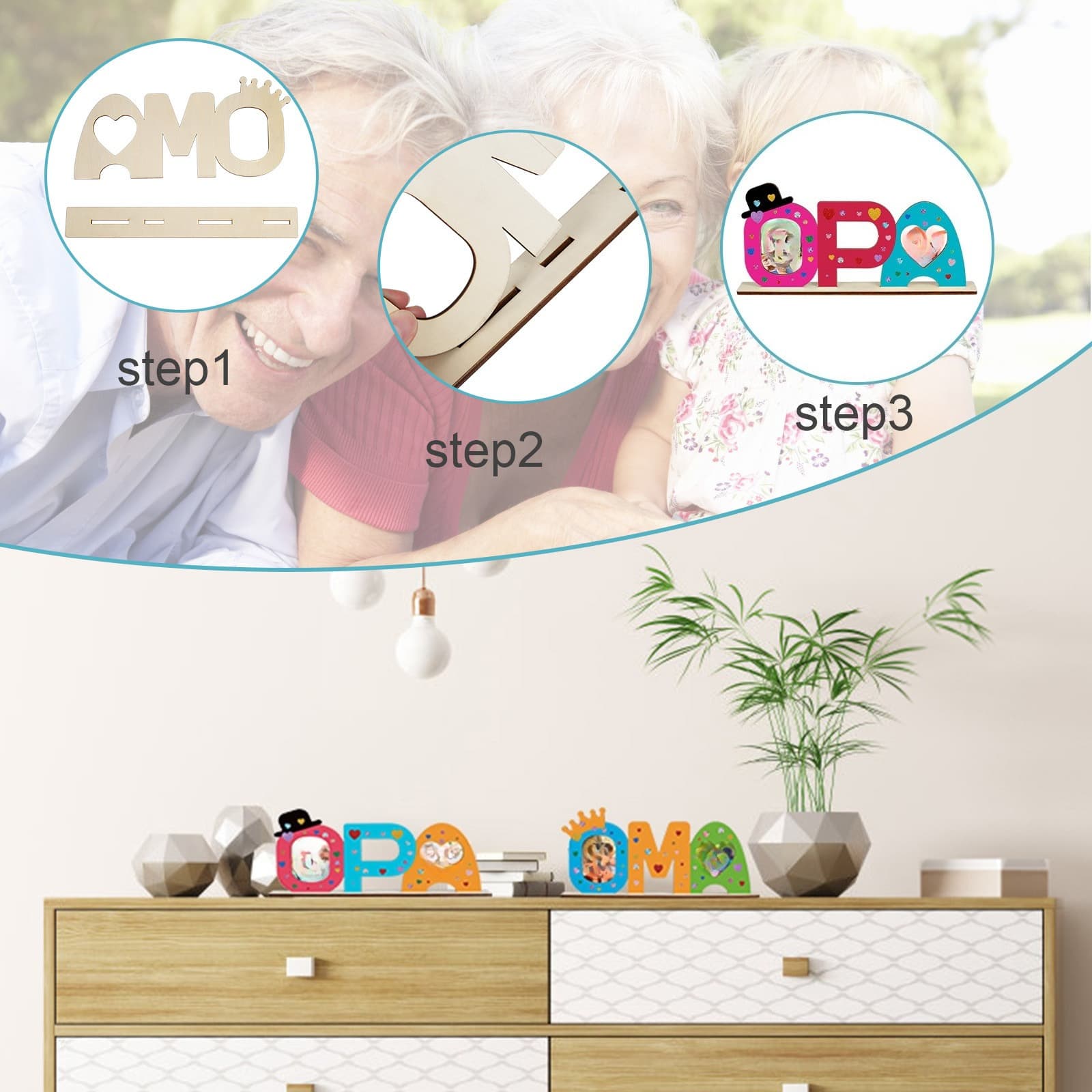 Bastelset Holzschild „Oma & Opa“