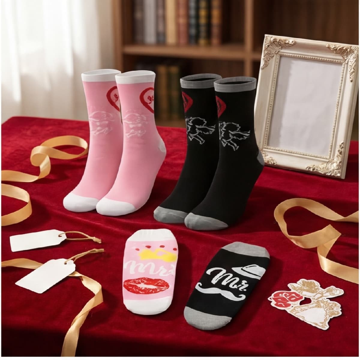 Partnersocken in Rosa und Schwarz