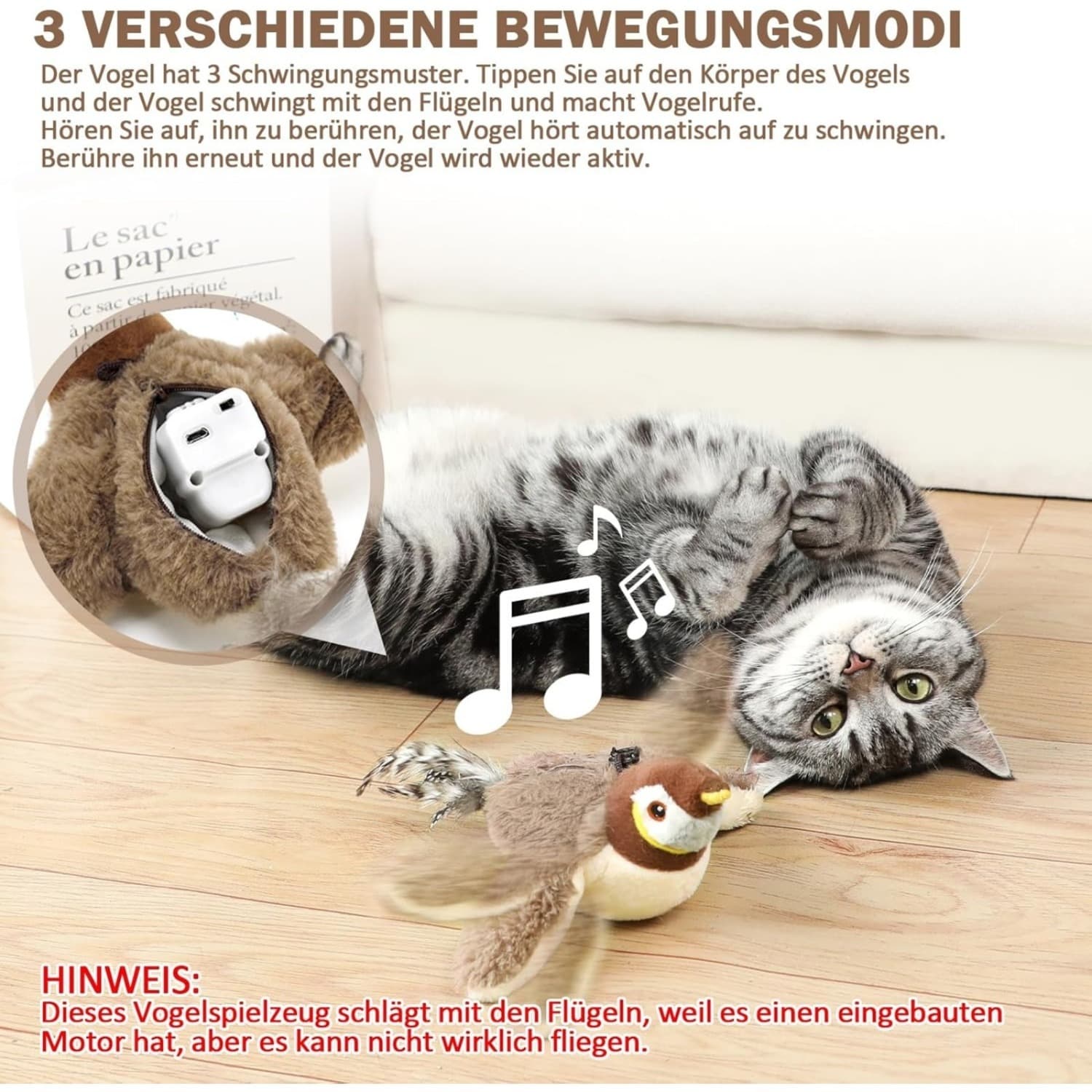 Elektrisches Katzenspielzeug Vogel