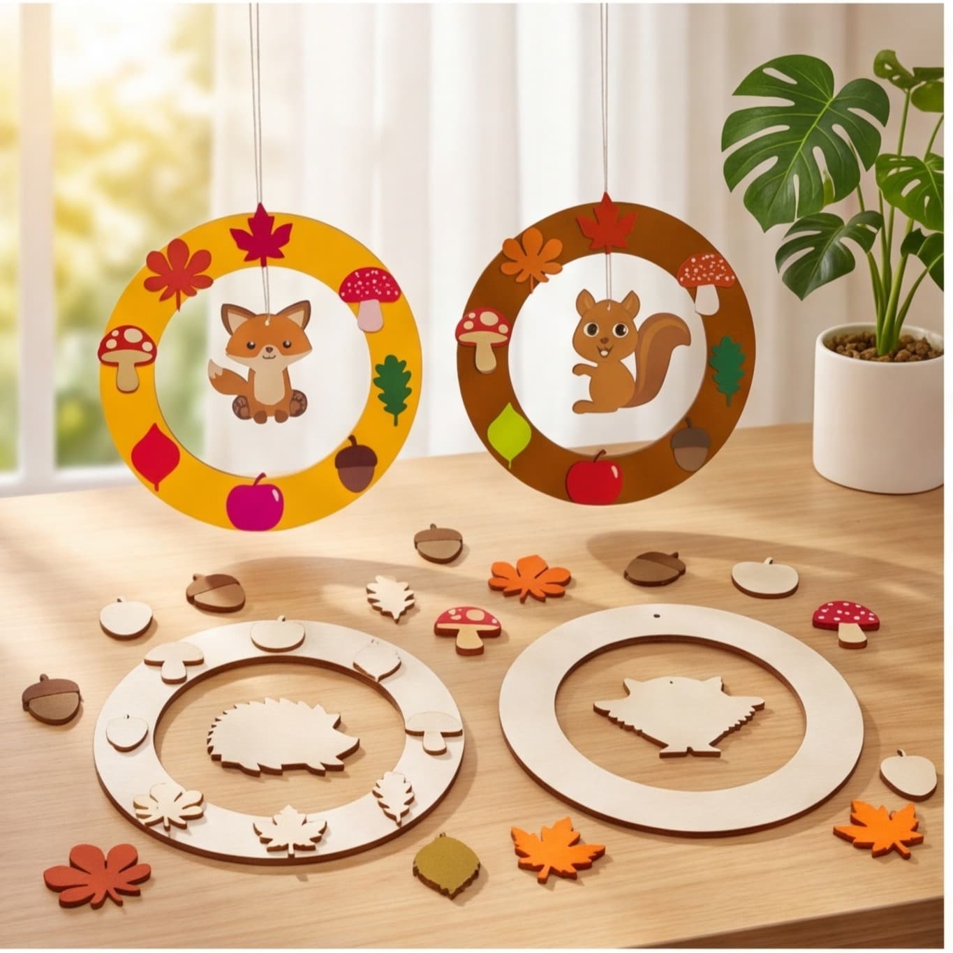 Herbst-Bastelset mit Holzringen