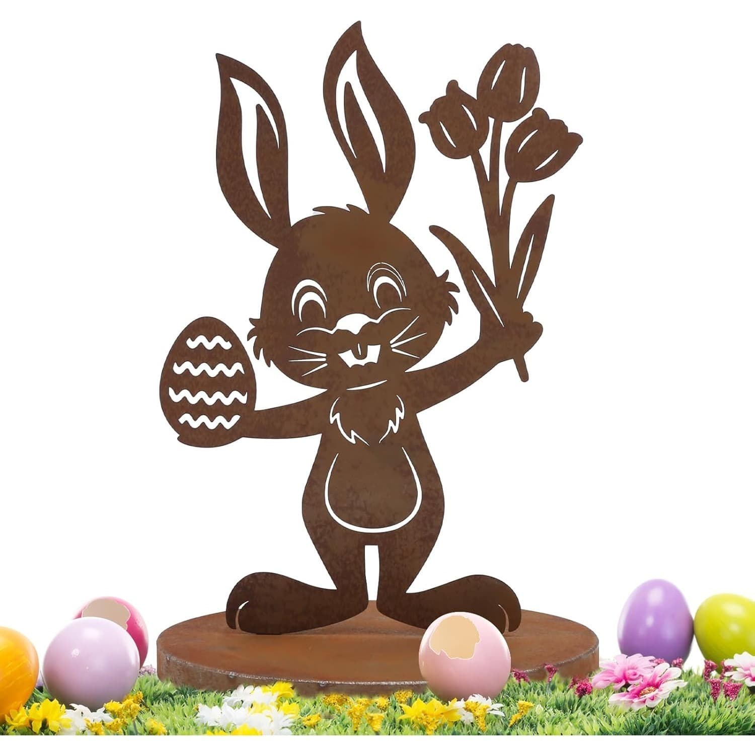 Oster-Tischdeko Hase aus Metall
