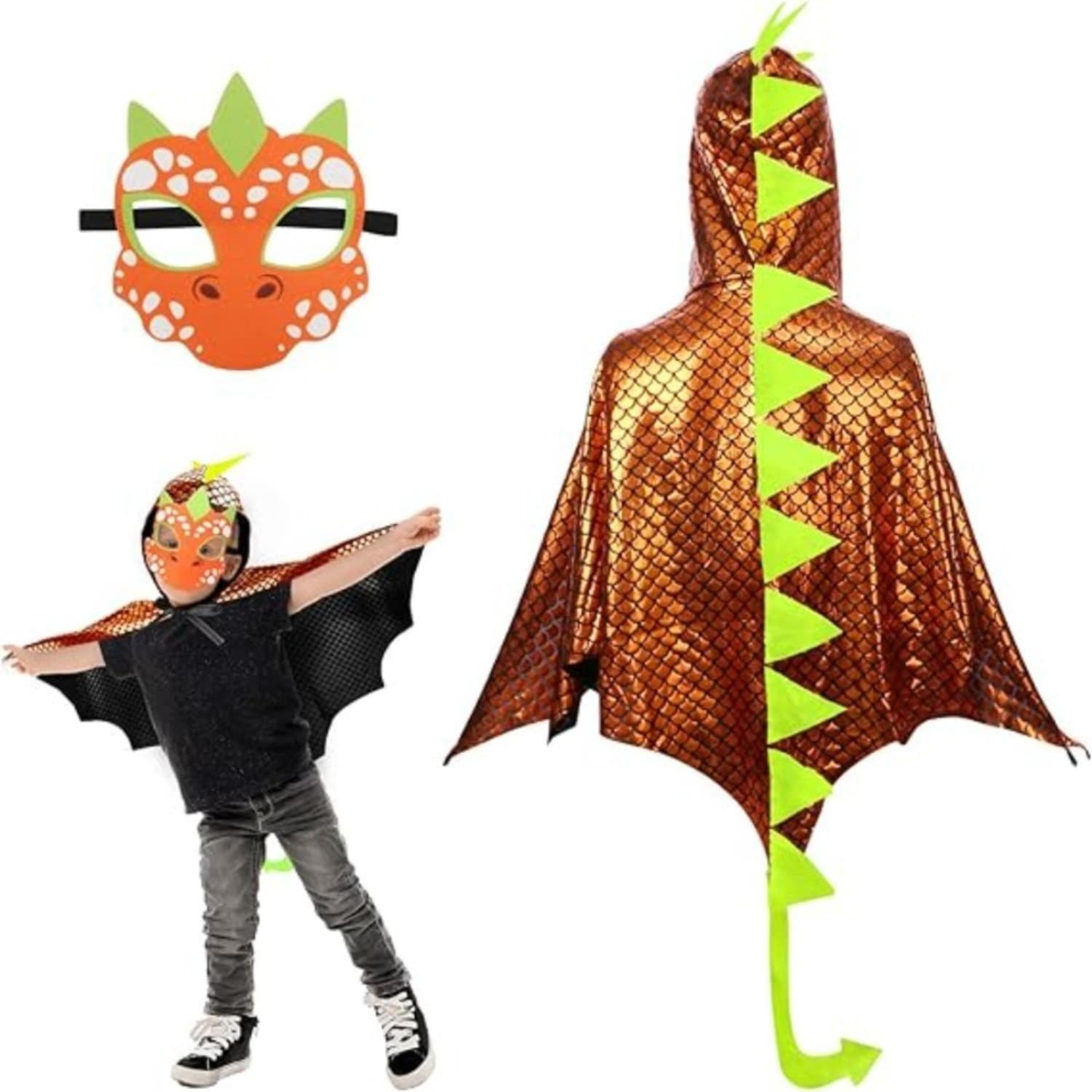 Drachen-Kostüm mit Maske und Umhang