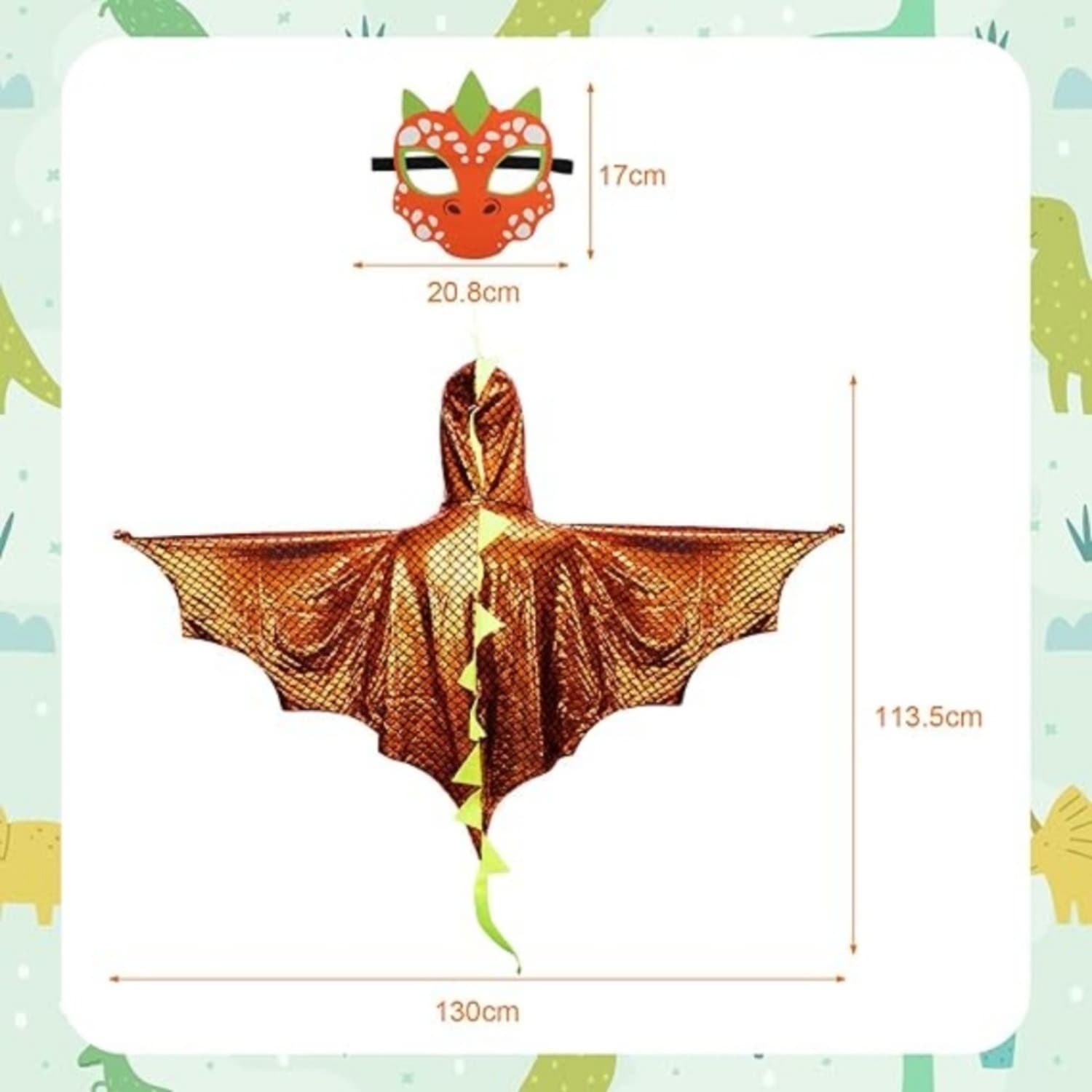 Drachen-Kostüm mit Maske und Umhang