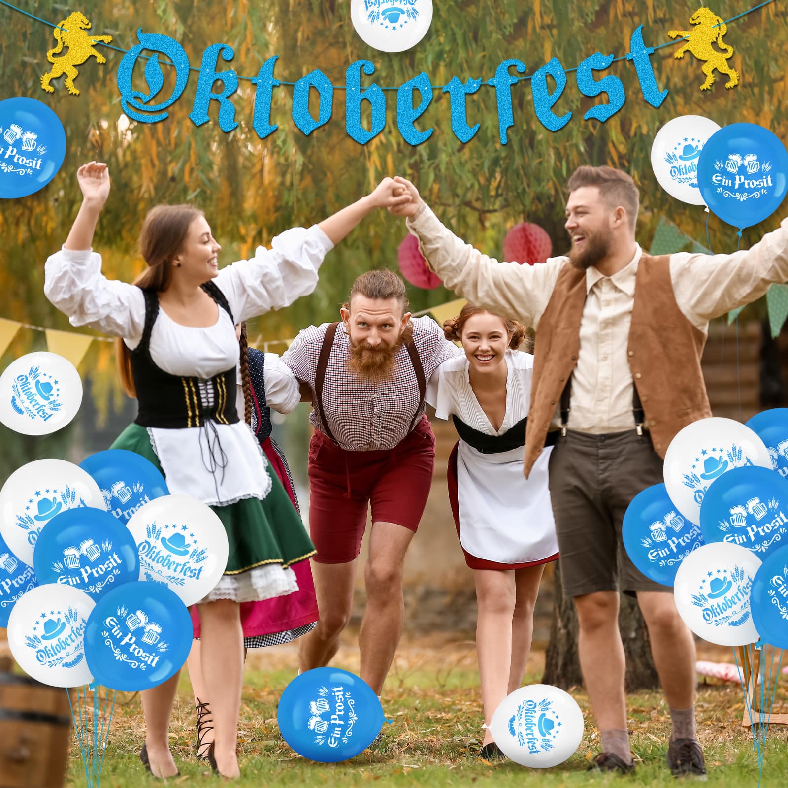 Oktoberfest-Deko in Blau-Weiß