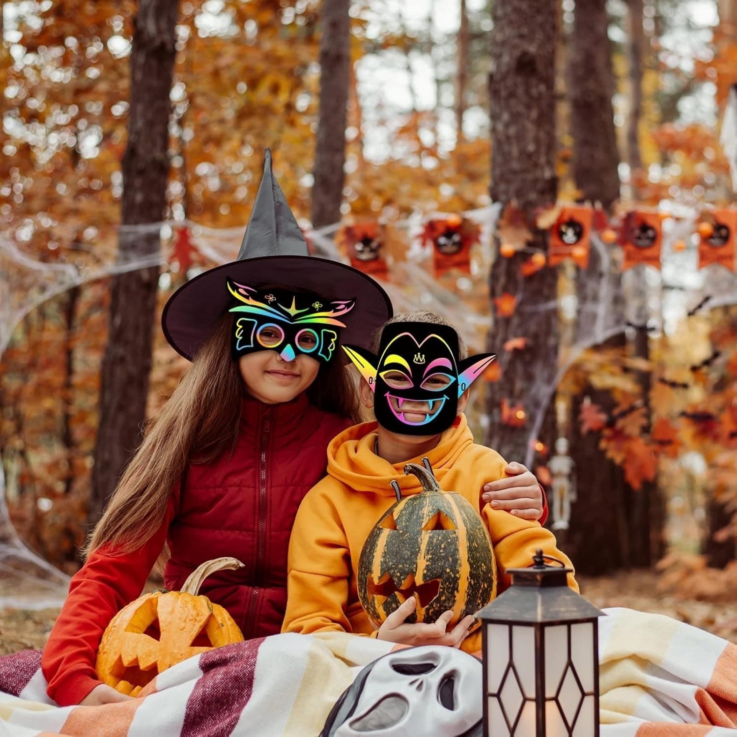 Halloween-Kratzbilder-Masken