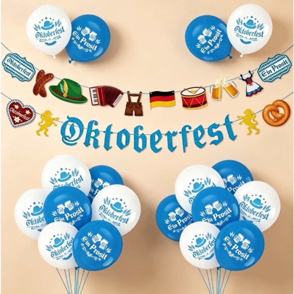 Oktoberfest-Deko in Blau-Weiß