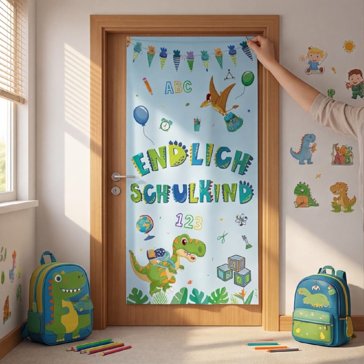Türbanner zum Schulanfang, blau