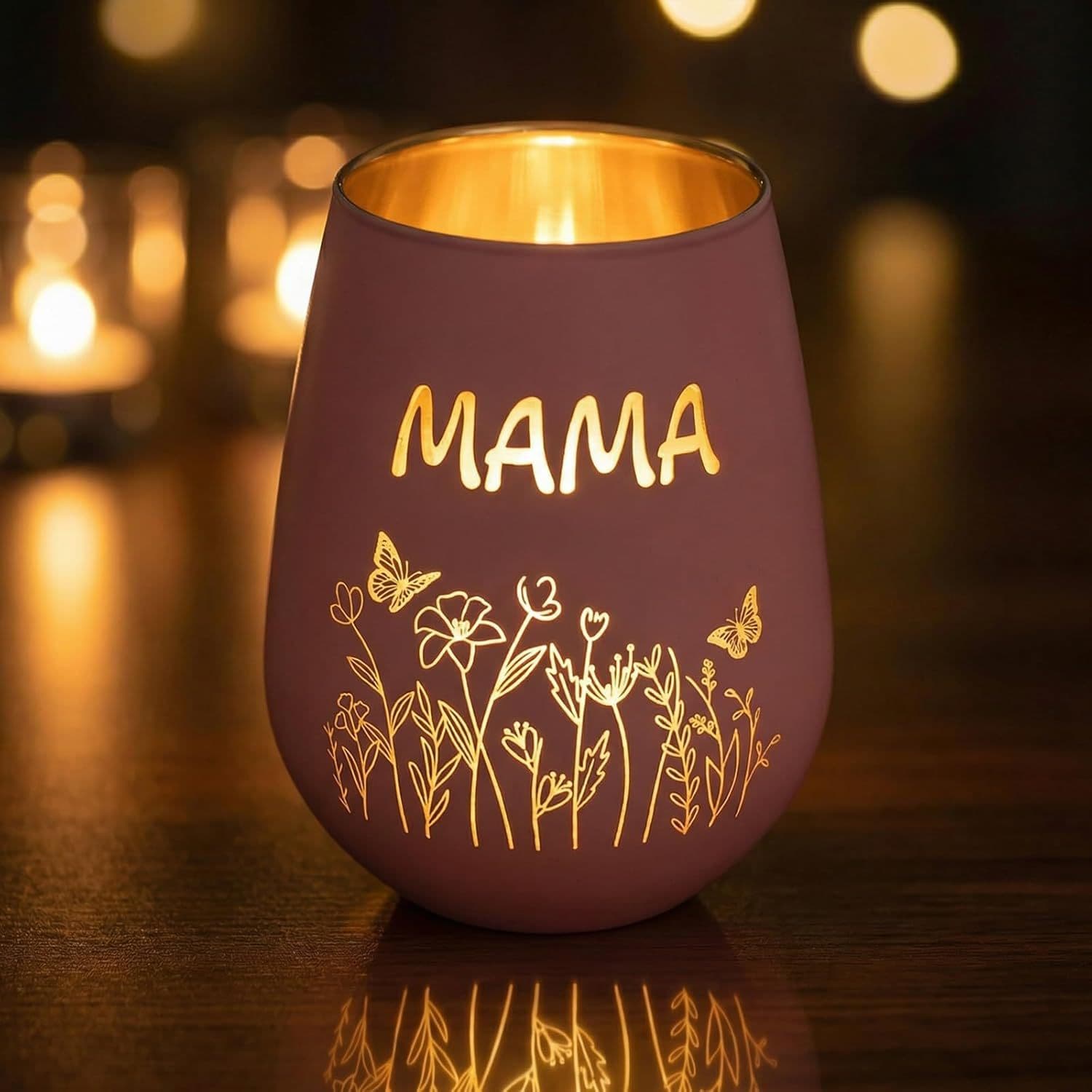 Glas-Kerzenhalter „Mama“