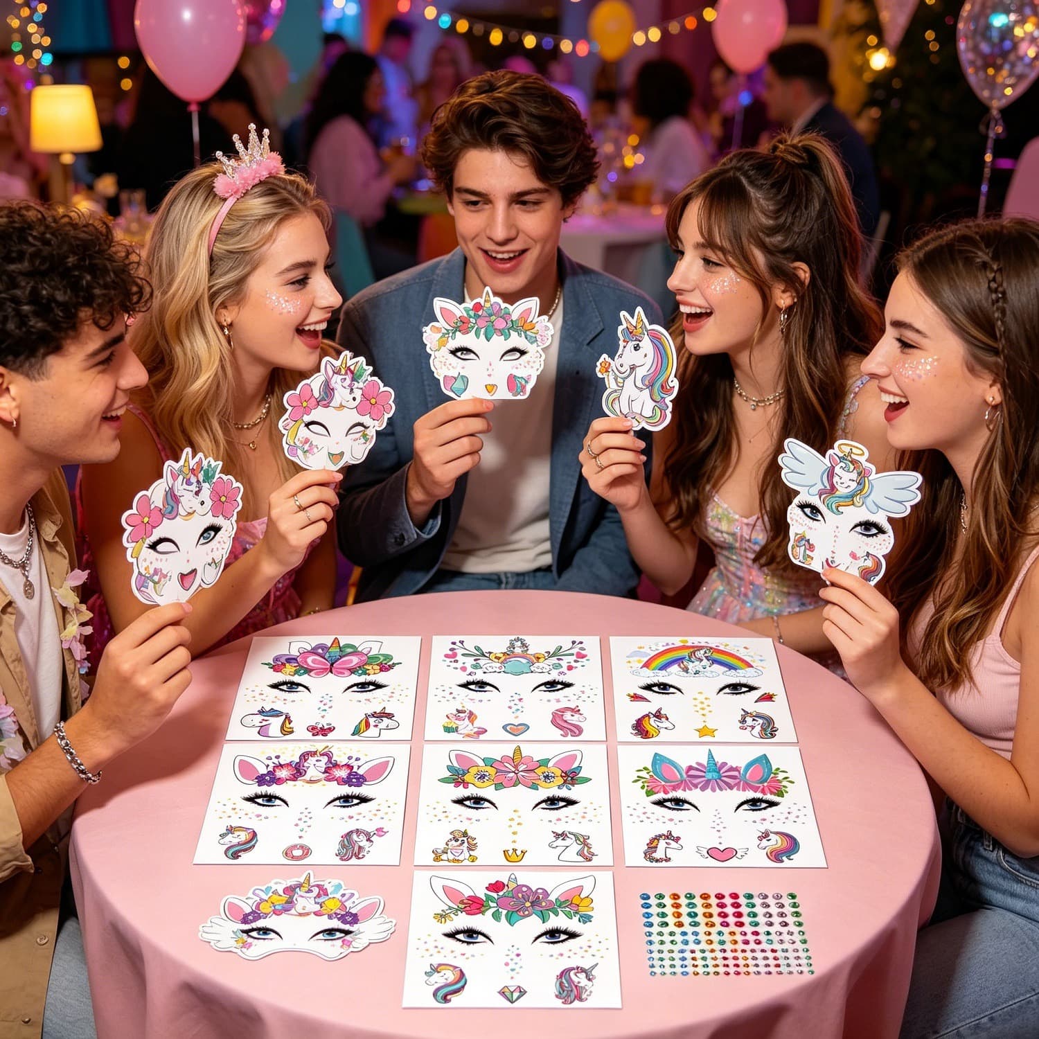 Einhorn-Gesichtssticker mit Glitzer