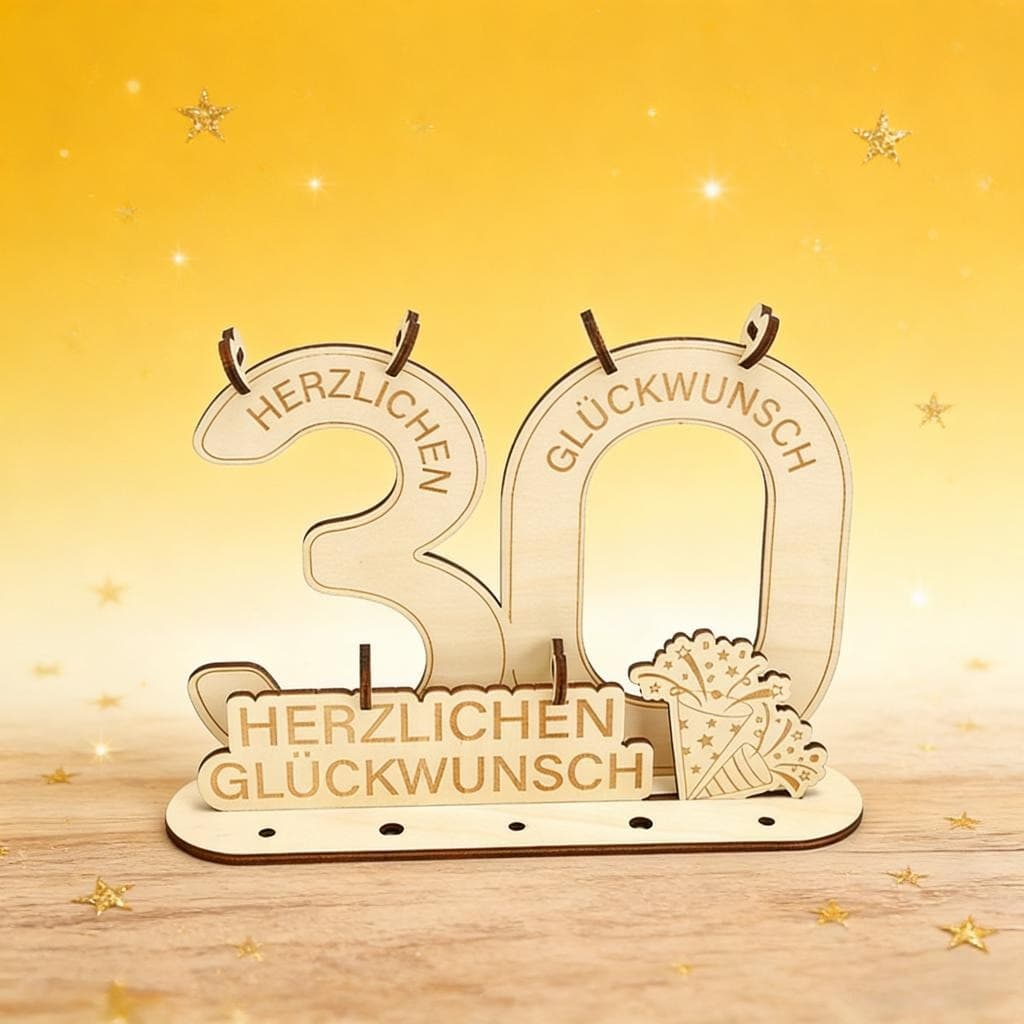 Holz-Deko Zahl 30