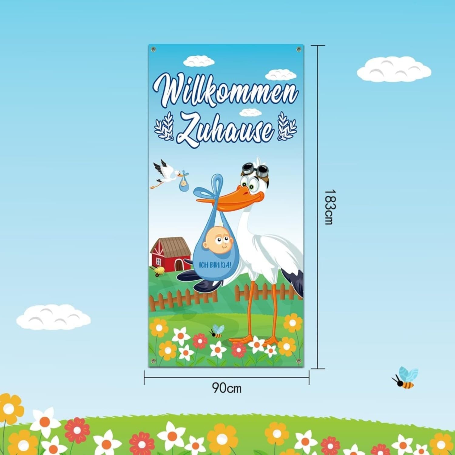 Türbanner zur Geburt, blau