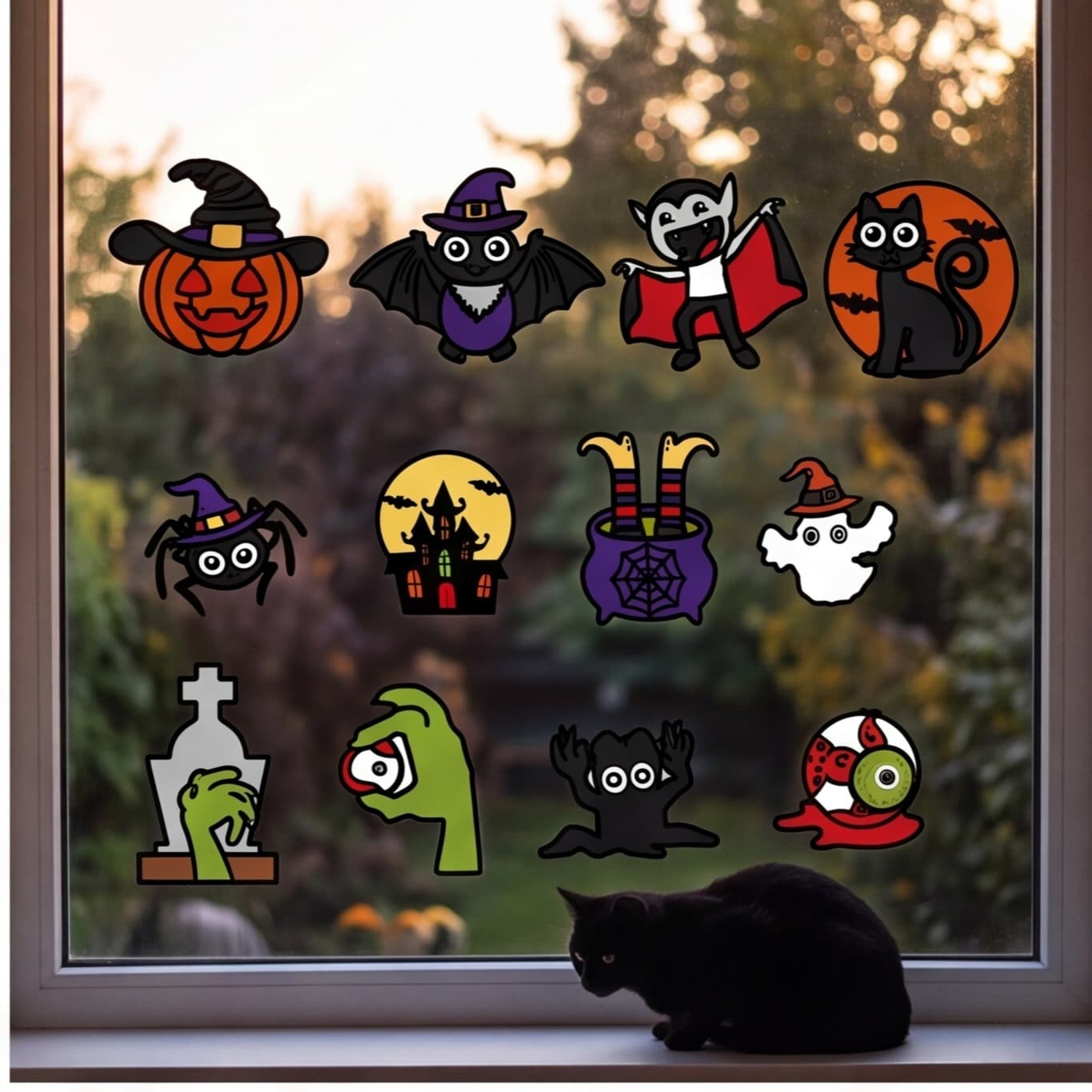 Halloween-Bastelset Fensterbilder