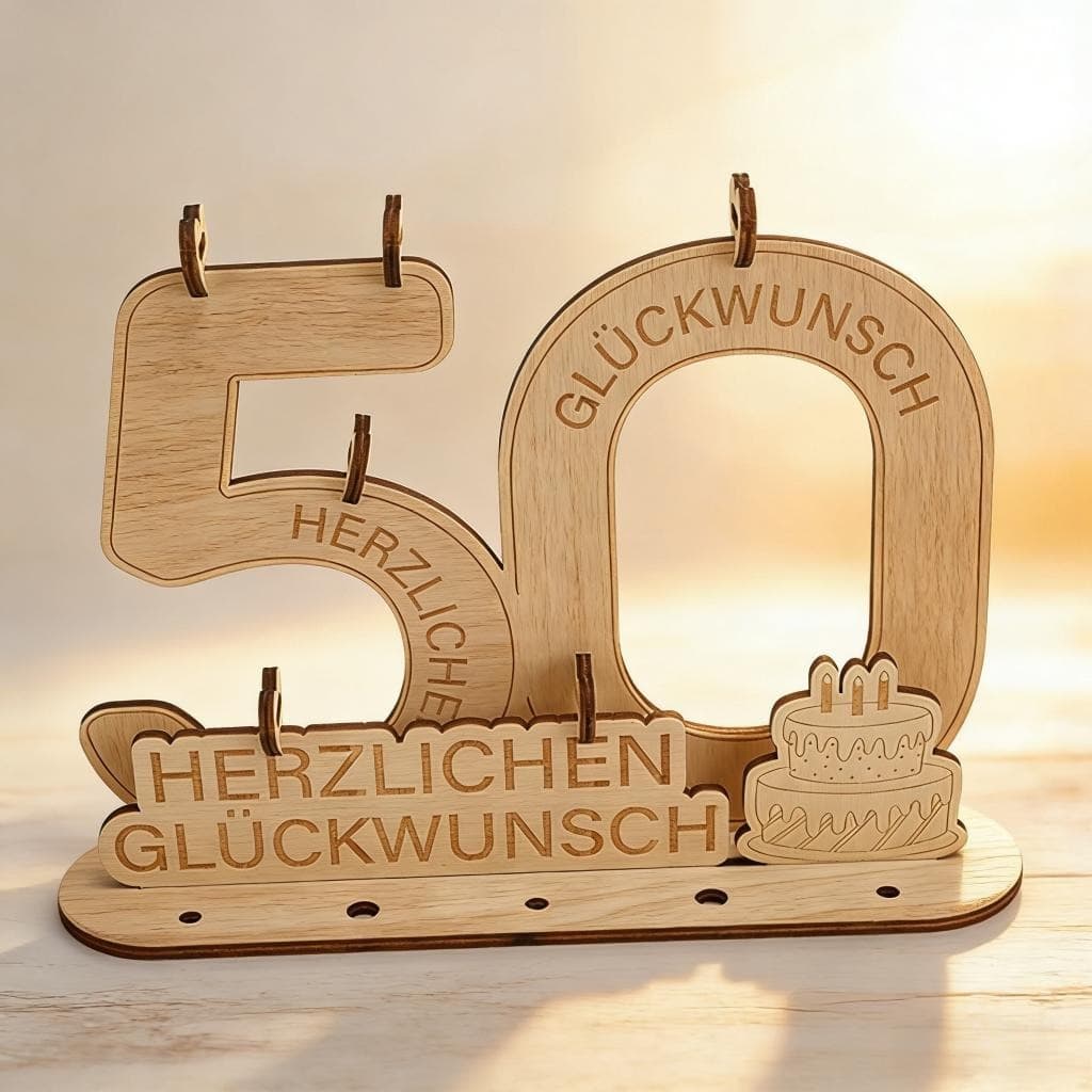Holz-Deko Zahl 50