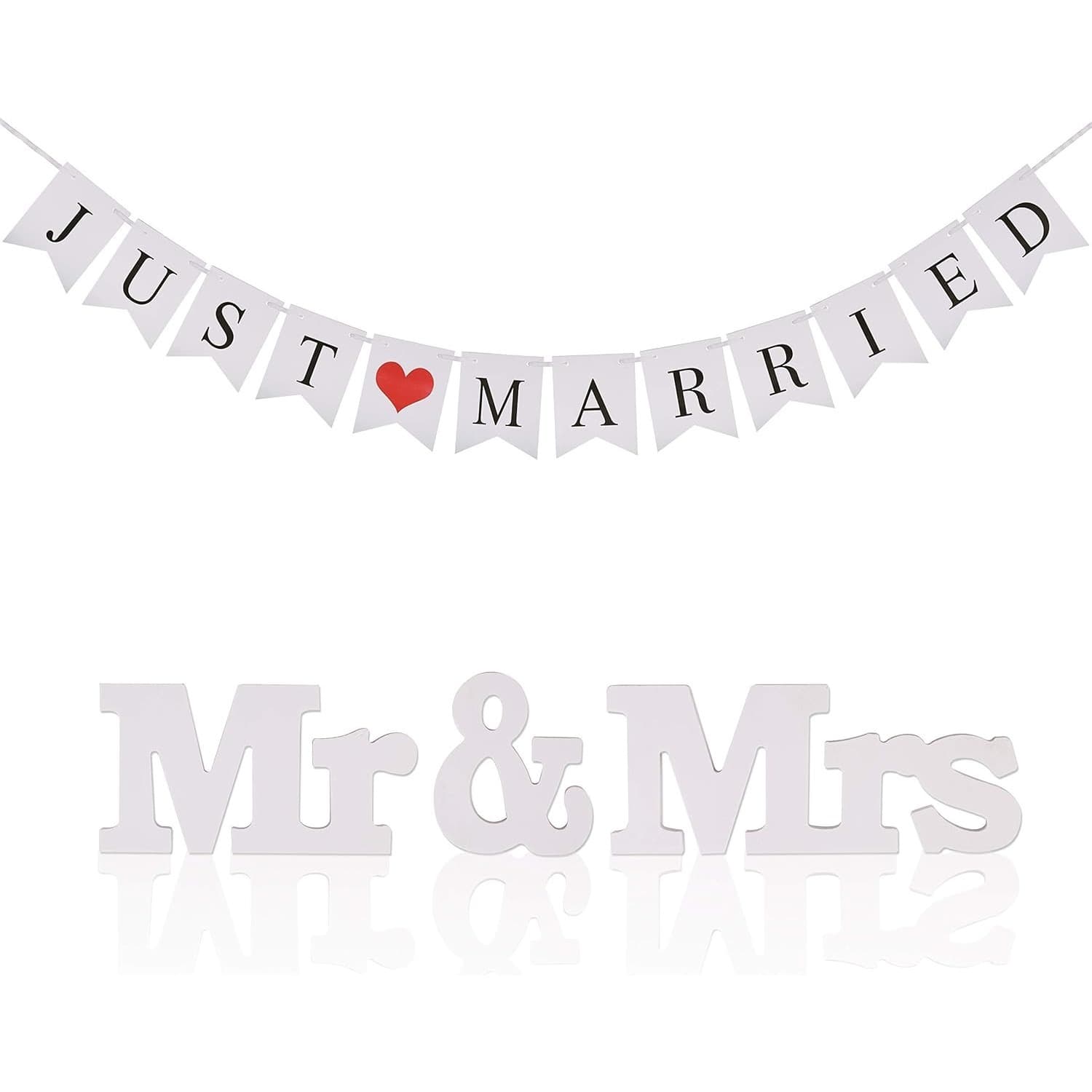 Tischdeko „Mr & Mrs“ mit Banner