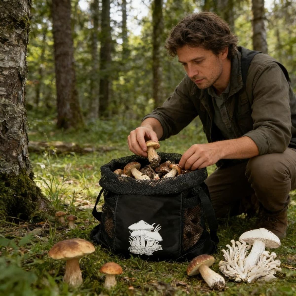 Pilz-Sammeltasche