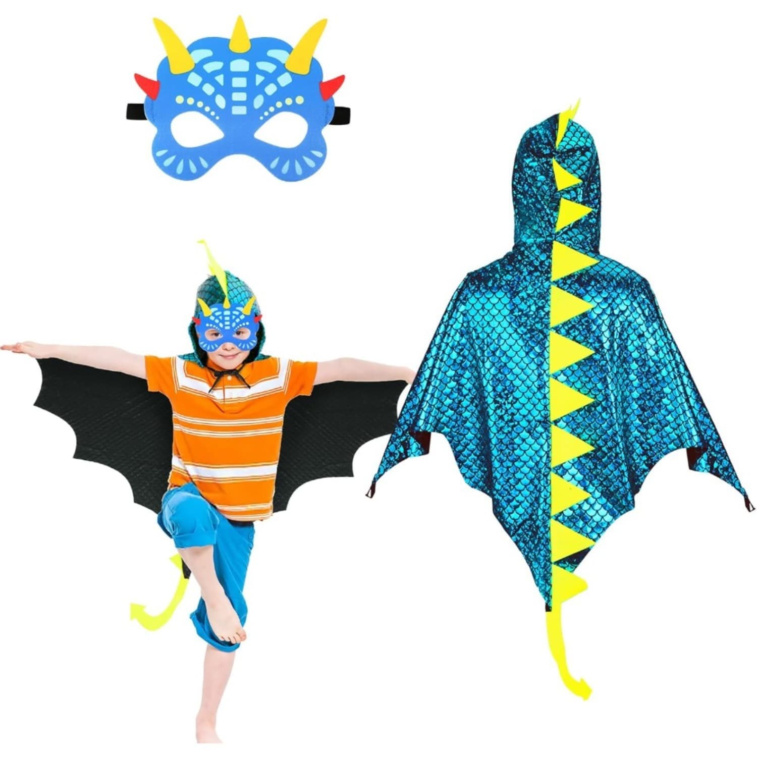Dinosaurier-Umhang mit Maske und Handschuhen