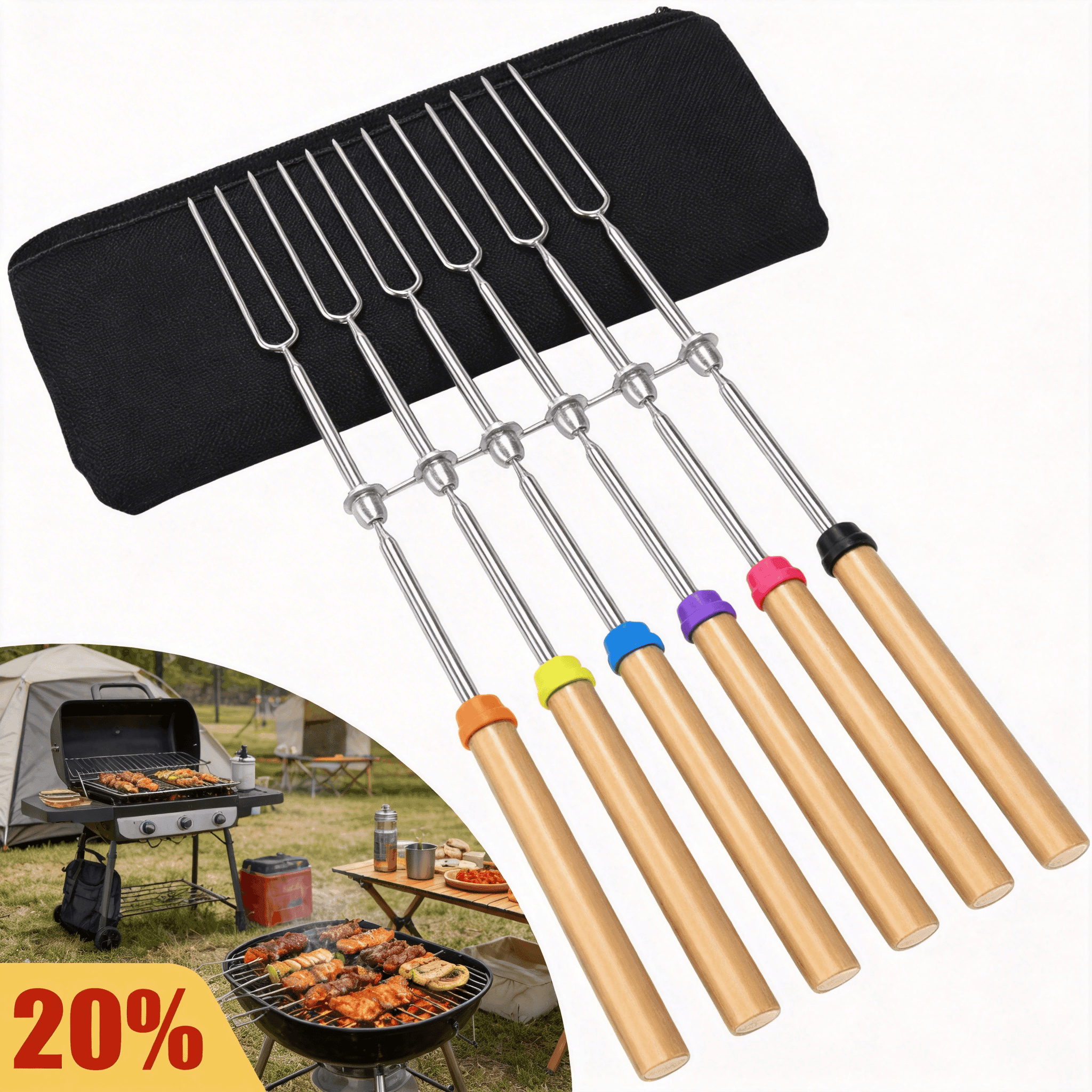 Grillspieße aus Edelstahl, ausziehbar