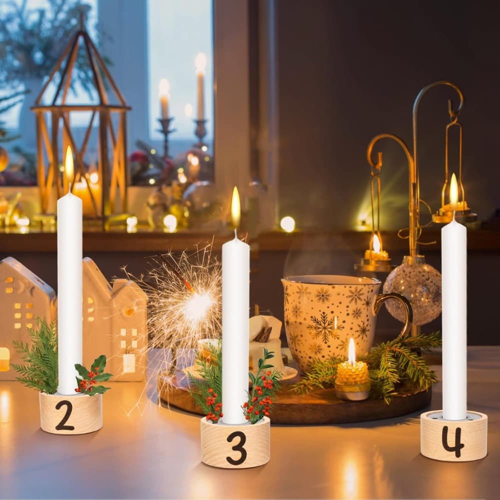 Holz-Kerzenhalter für den Advent
