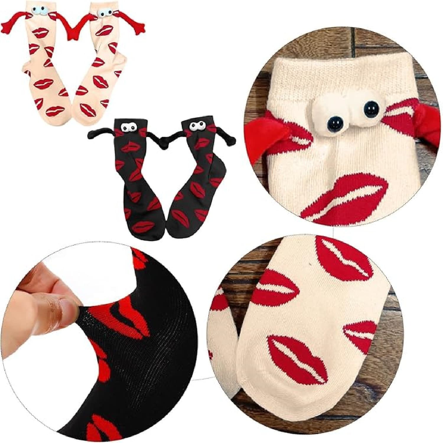 Partnersocken mit Lippen-Motiv