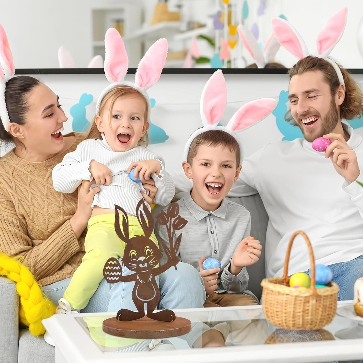 Oster-Tischdeko Hase aus Metall