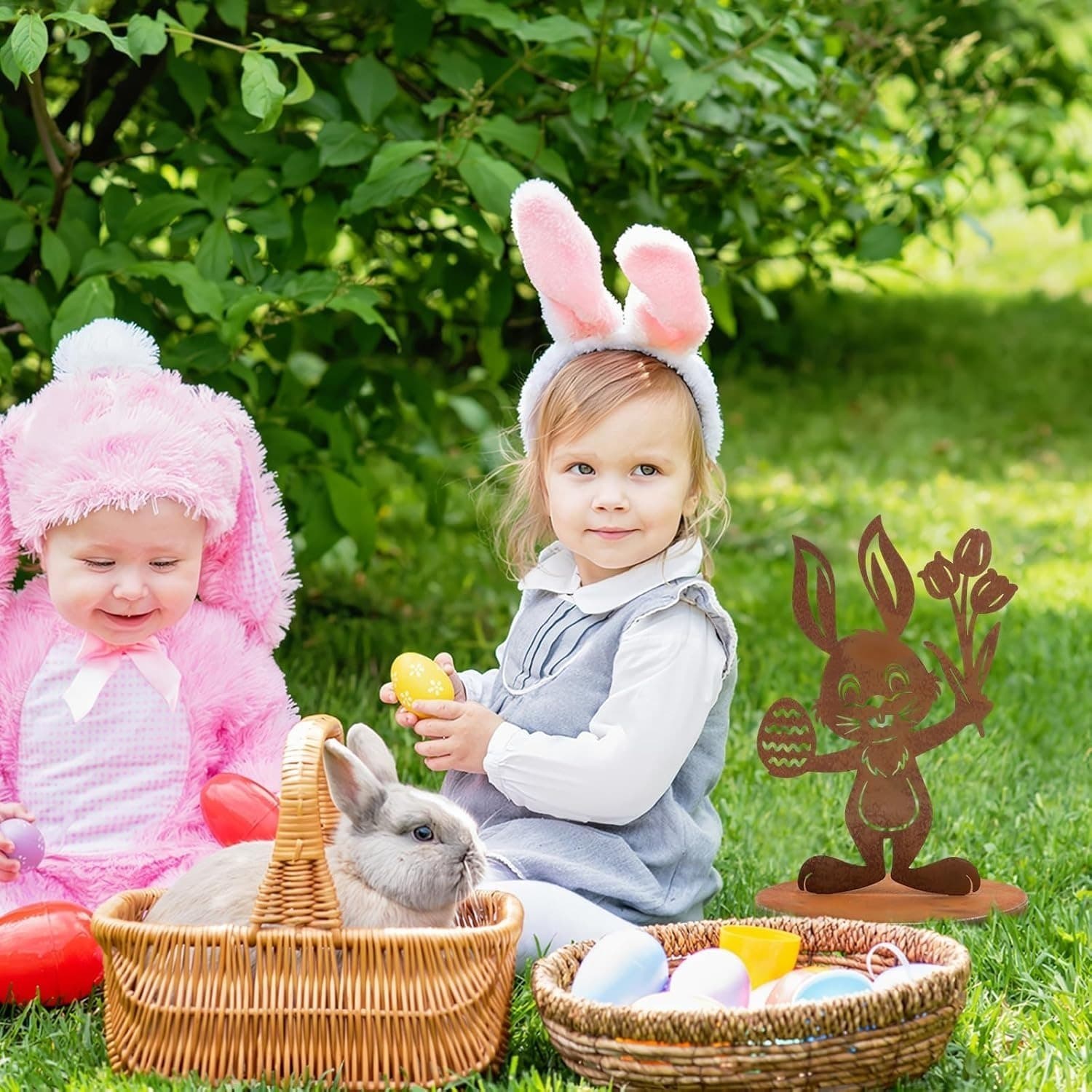 Oster-Tischdeko Hase aus Metall