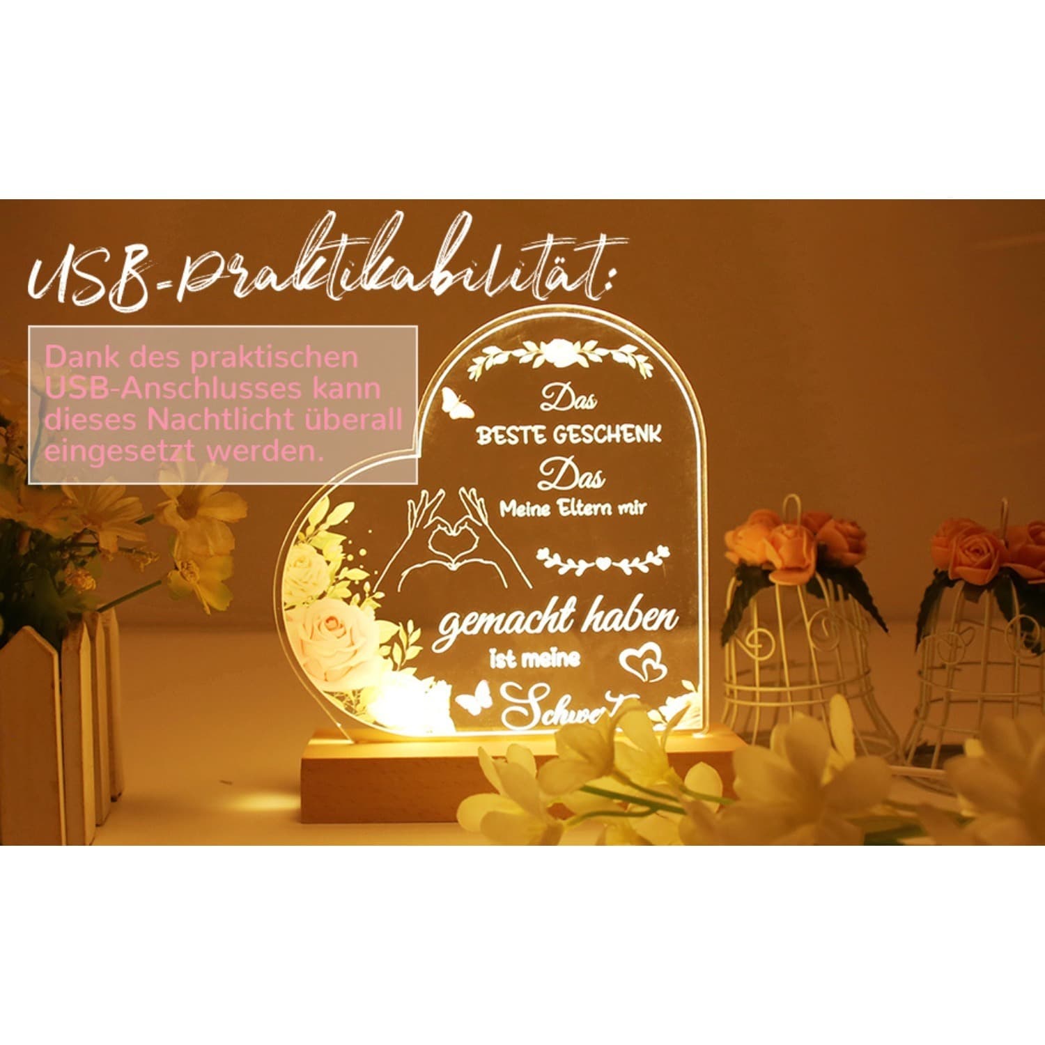Nachtlicht als Geschenk für die Schwester