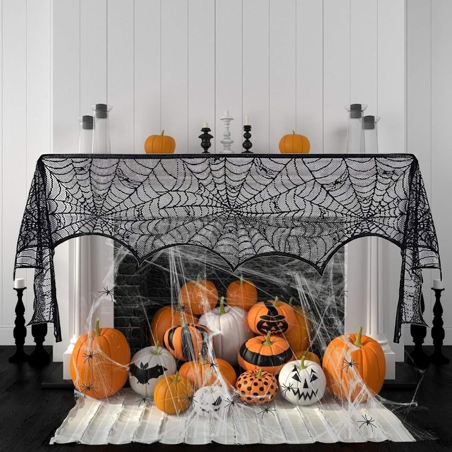 Halloween-Deko Spinnennetz mit Spinnen
