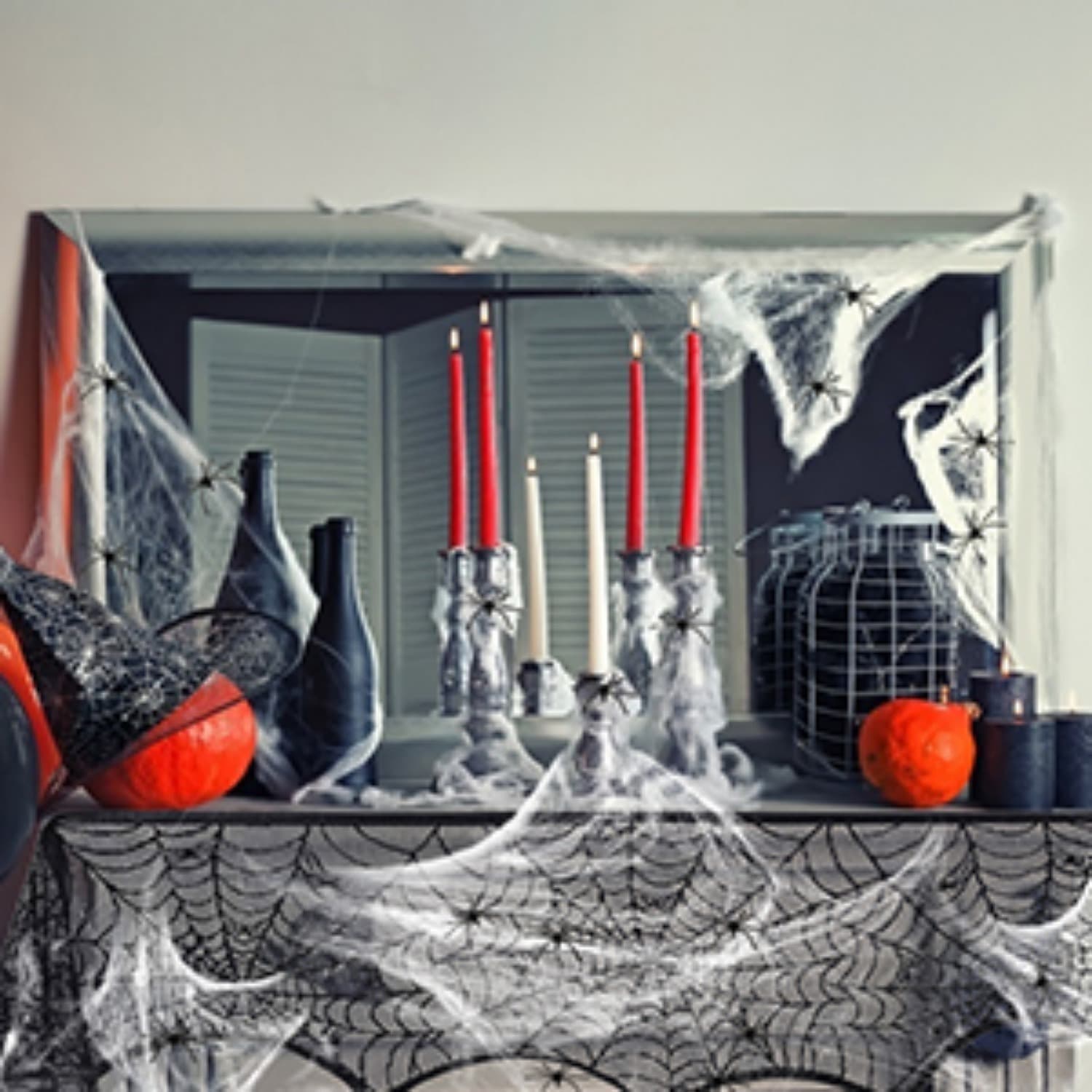 Halloween-Deko Spinnennetz mit Spinnen