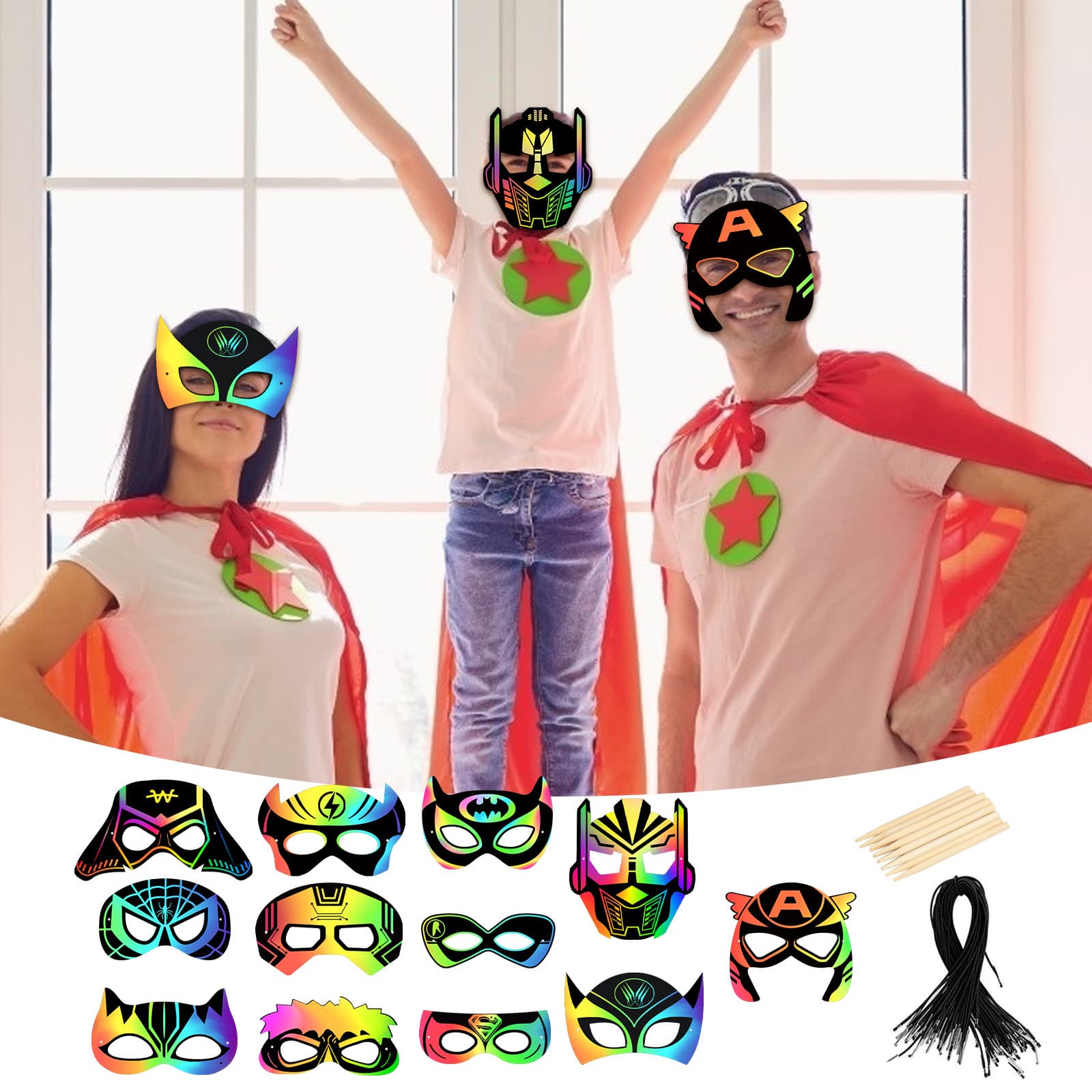 Halloween-Kratzmasken-Set