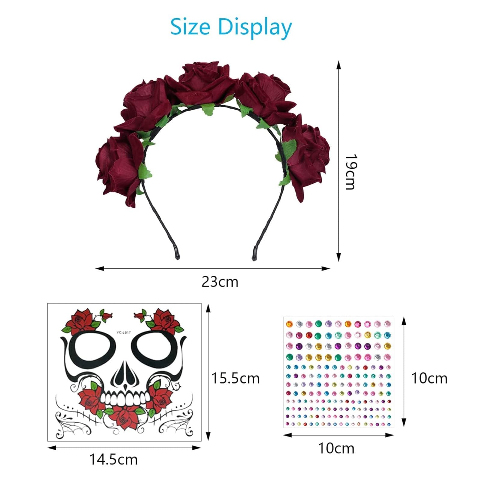 Día-de-los-Muertos-Haarreif mit Körperschmuck