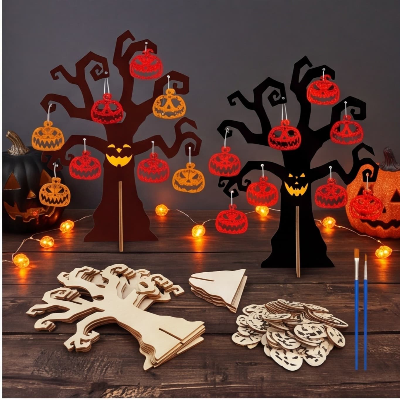 Halloween-Bastelset Holzscheiben
