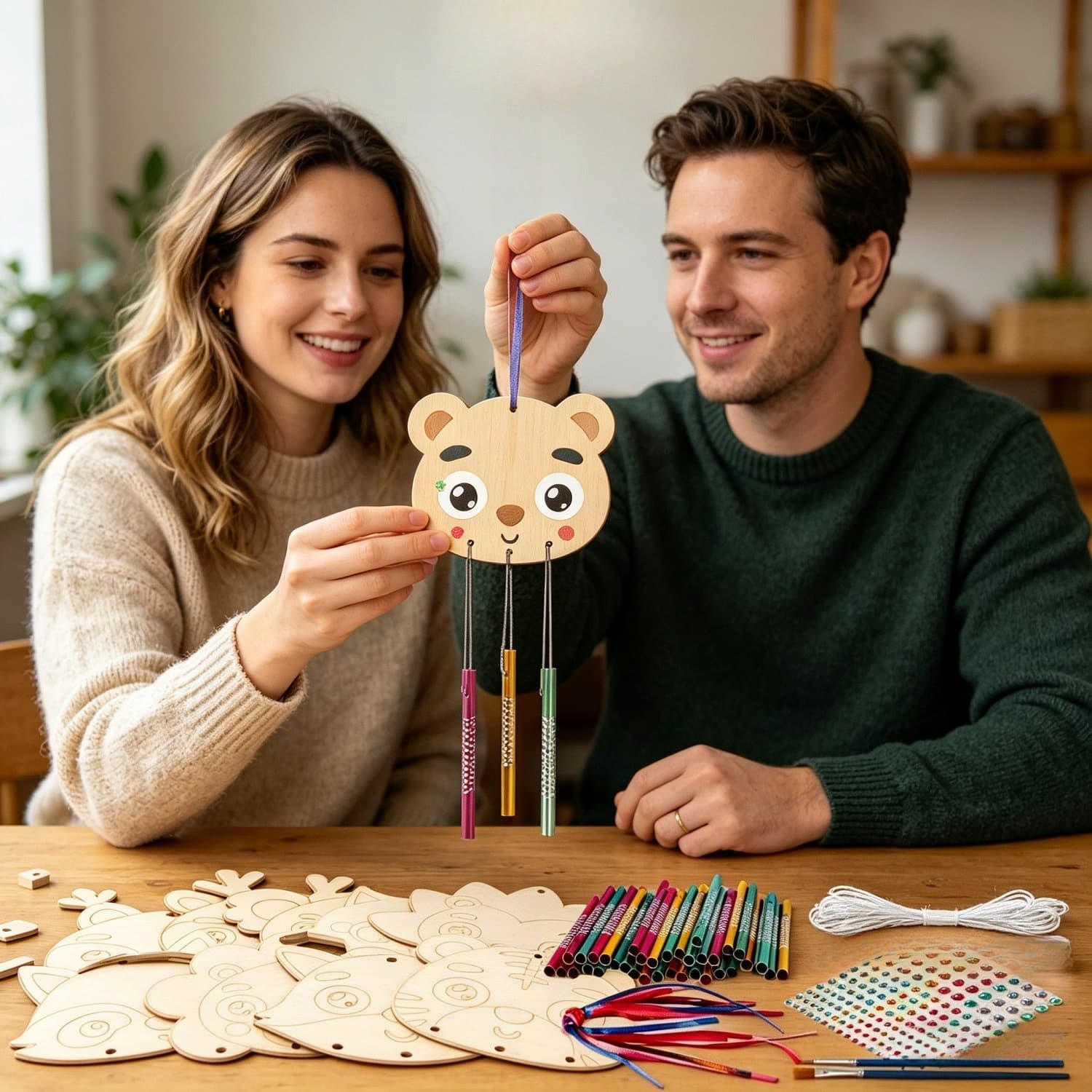 Bastelset Herbst-Windspiele mit Tieren
