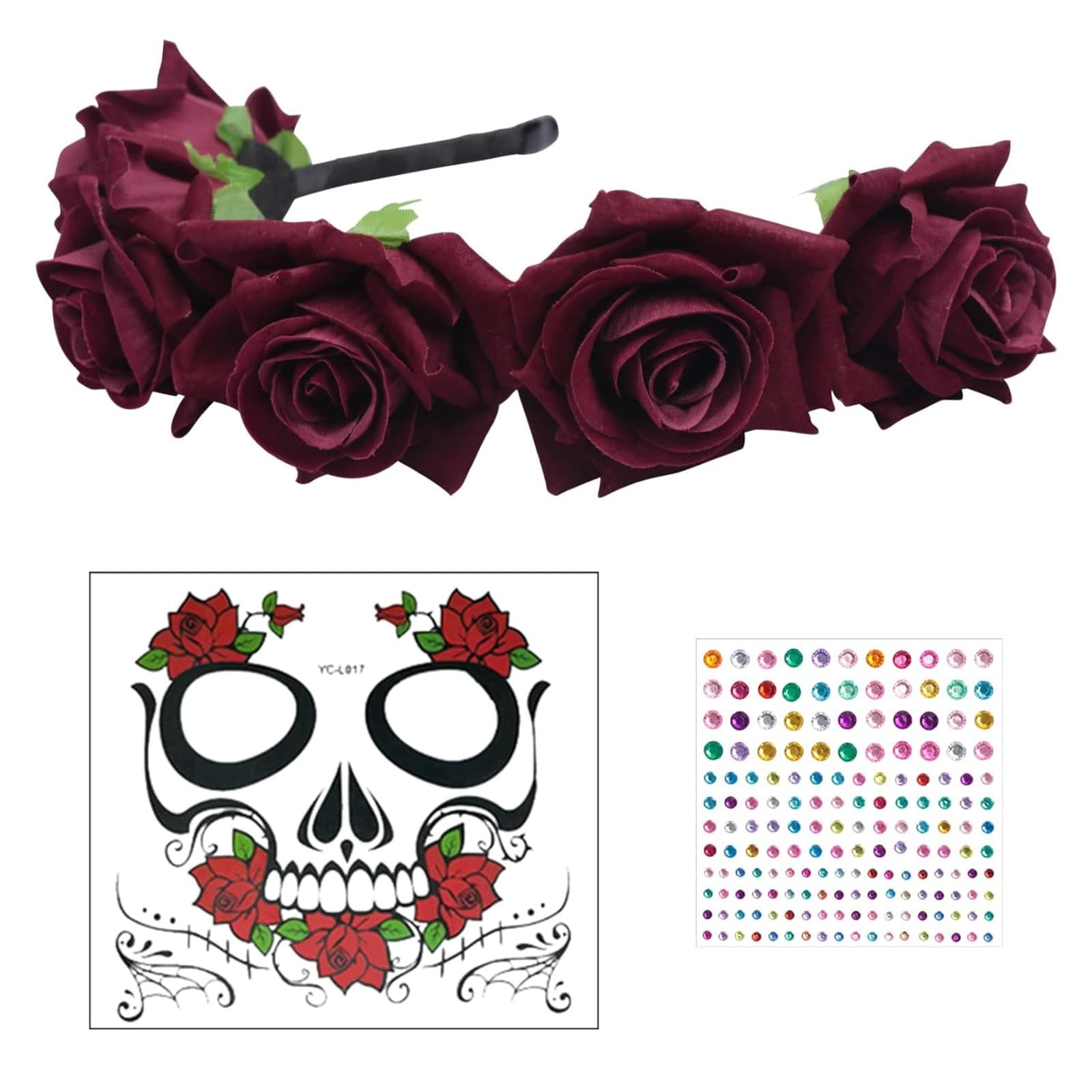 Día-de-los-Muertos-Haarreif mit Körperschmuck