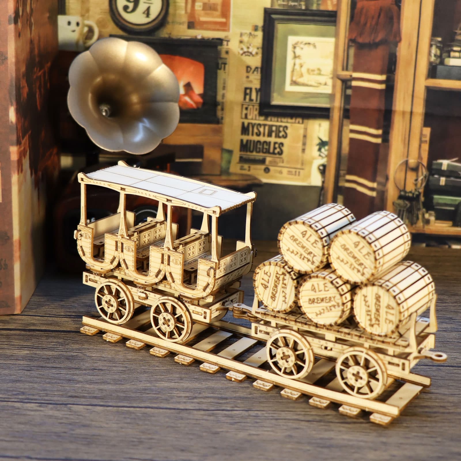 3D-Holzpuzzle Weinwagen