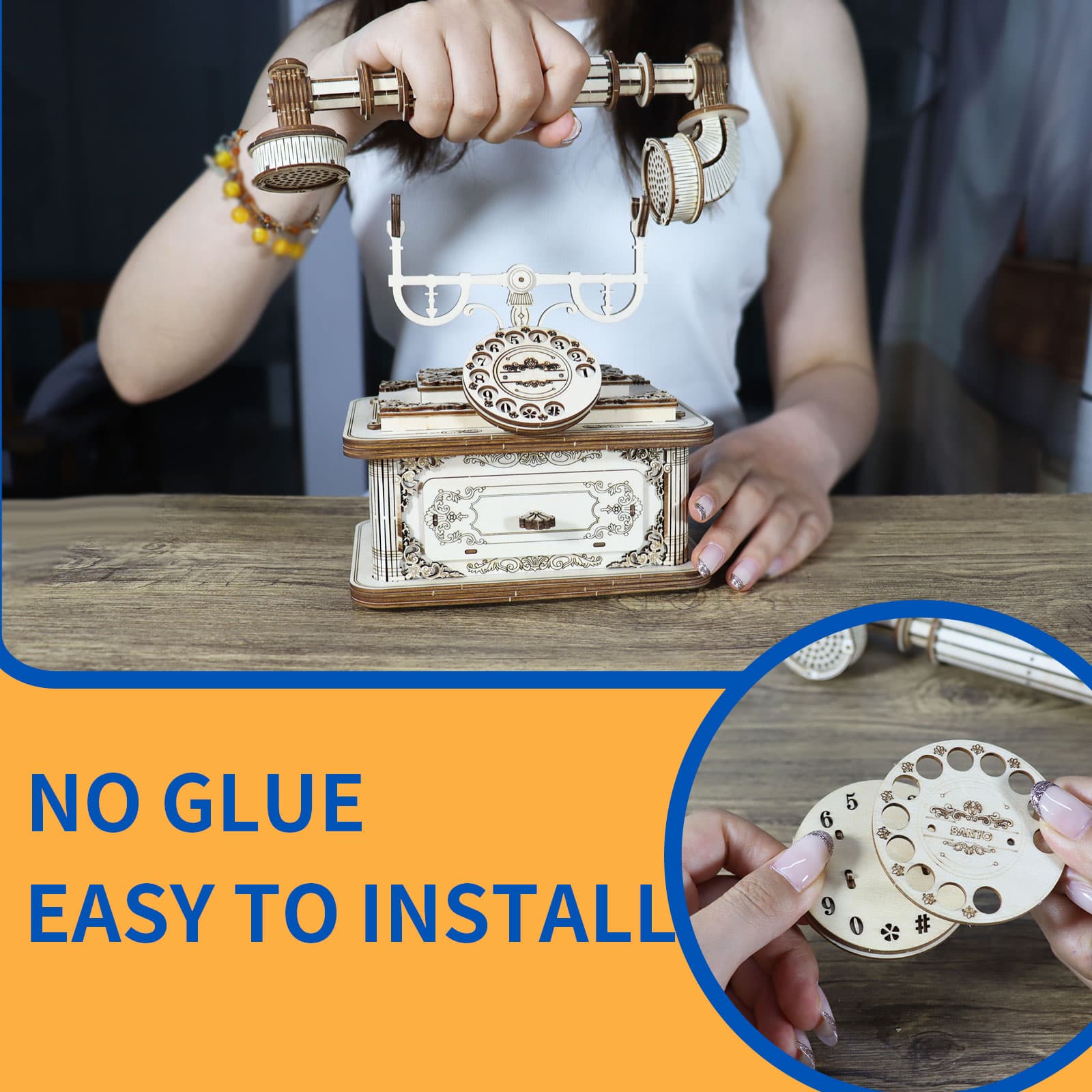 3D-Holzpuzzle Retro-Telefon
